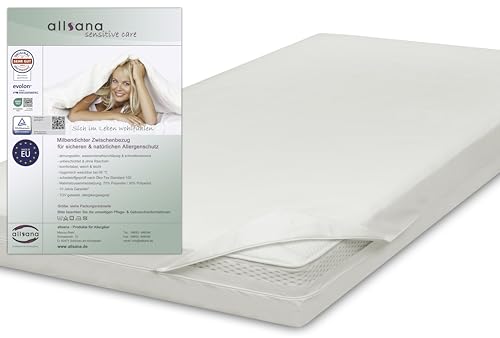 Allsana Funda de colchón para alérgicos, 180 x 200 x 20 cm, ropa de cama hipoalergénica, antiácaros, protección contra ácaros para alérgicos al polvo, funda intermedia para el colchón, certificado TÜV