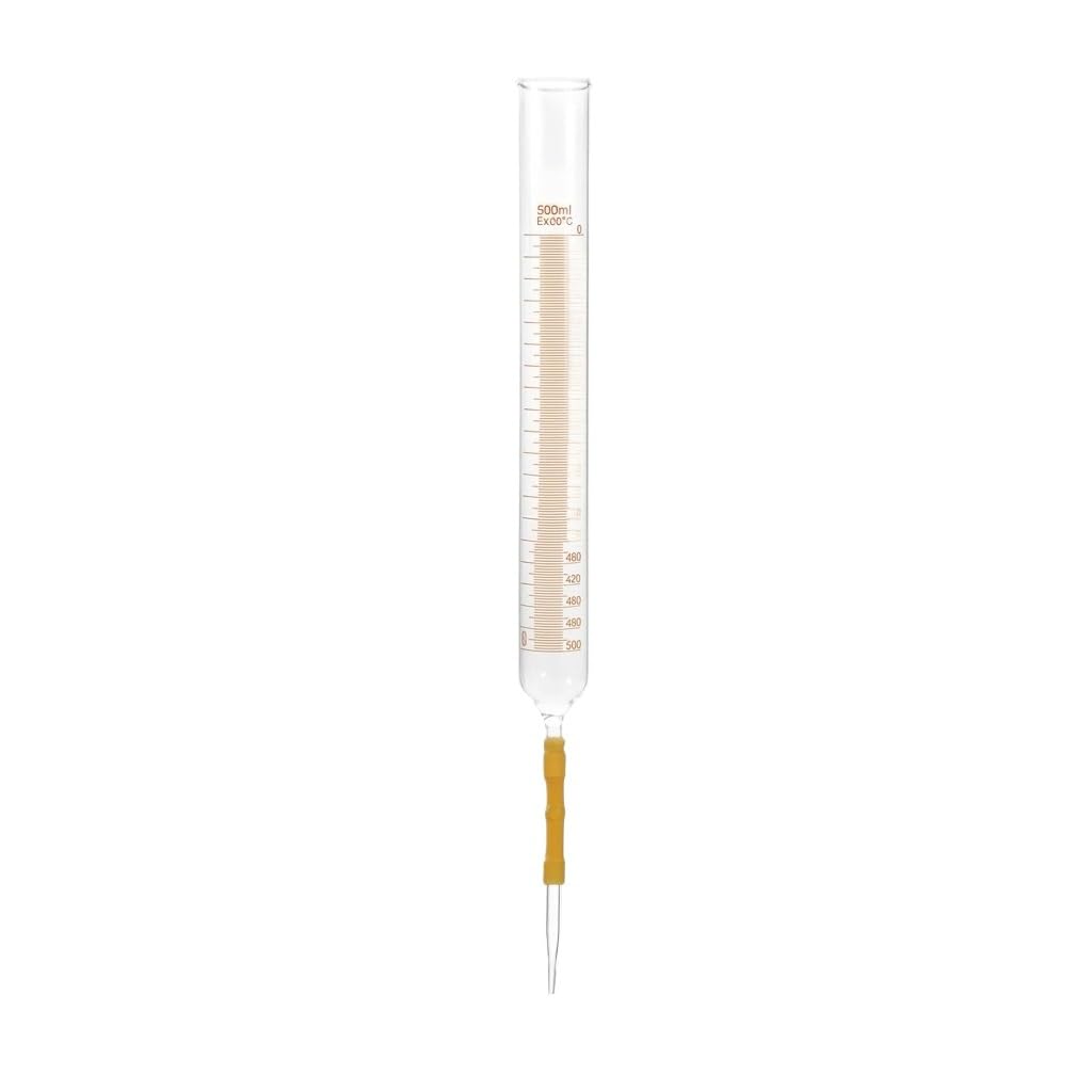 Bureta Alcalina Vidrio Transparente Tubo Caucho Válvula Perla-500mL | Tubo Látex Flexible con Válvula Perla Cristal para Control Flujo Una Mano