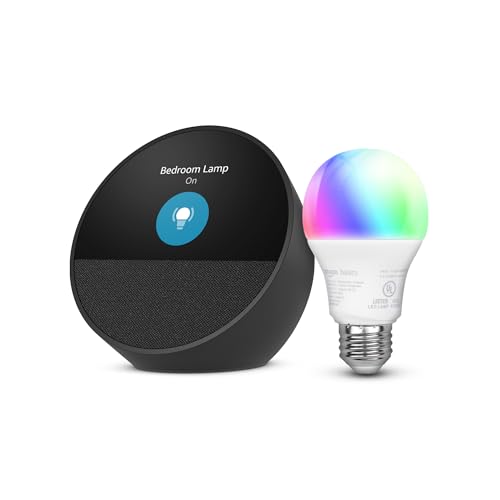 Echo Spot with Amazon Basics Smart Color Bulb - image 1