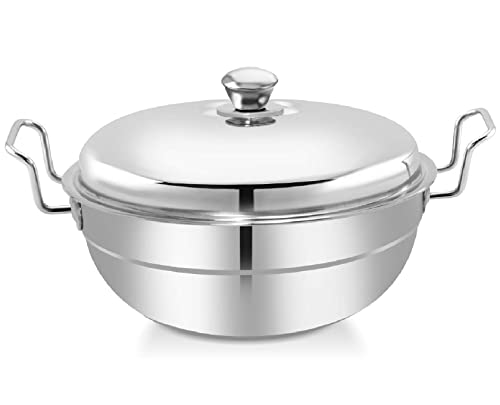 Image of LiMETRO STEEL Stainless Steel Induction Base Multi Kadhai /Idli Cooker /Kadai Streamer with Stainless Steel lid (6 Plates, 14 Idli) (2 Idli Plates, 2 Dhokla Plates, 1 Steamer, 1 Mini Idli Plate)