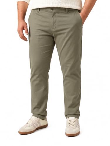 Image of Thomas Scott Men's Smart Plus Size Regular Fit Solid 100% Cotton Chinos Trouser with 4 Pockets | Woven Casual Pants
