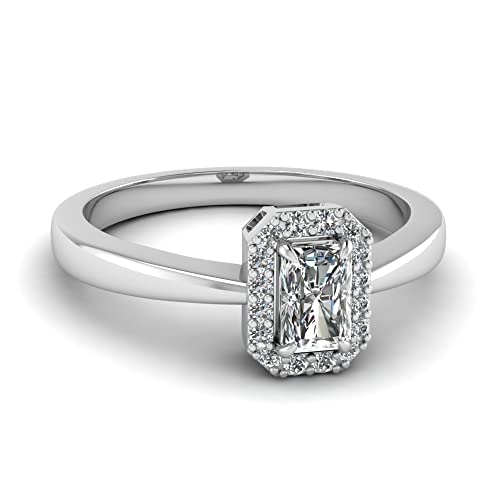 Bague Halo en argent sterling et pierre précieuse pour fiançailles taille 47 à 70