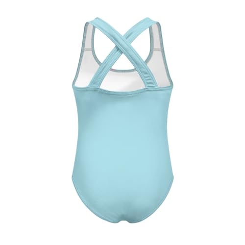 Image of Girls One Piece Swimsuit Axolotl Cross Back Straps Bathing Suit Lightweight Quick Dry Gymnastics Leotard