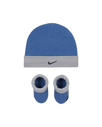 Image of Nike Jordan Infant Baby Hat and Booties Set (Mountain Blue(LN0052-C53)/Grey, 0-6 Months)