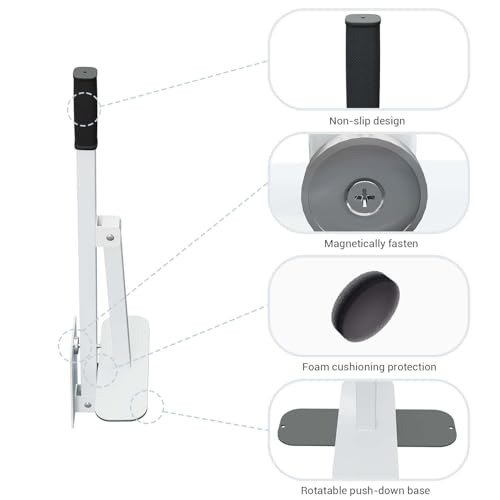 Image of Wastemate Bin Compactor, Manual Wall Mounted in Trash Compactor Wheelie, Heavy-Duty Steel Garbage Compressor Tool for Kitchen, Garden, Restaurant, White