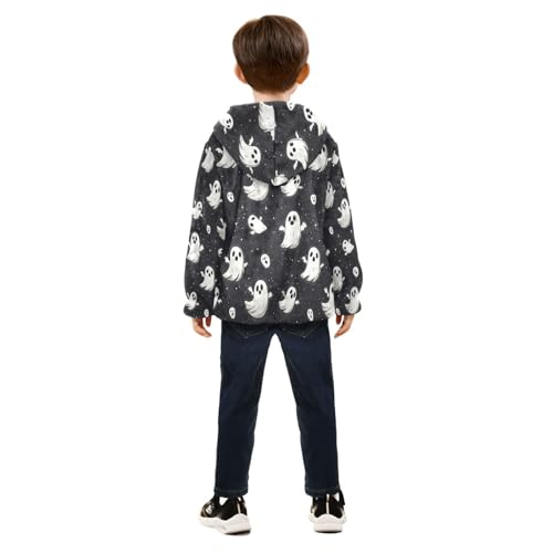 Ghostly Figures on Dark Toddler Fleece Jacket Girl Boys Hooded Fleece Jacket Coat Warm Outwear Zip-up 3-10T4
