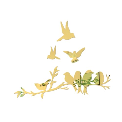 HONMEET Autocollant Mural Miroir Oiseau Autocollant Décoratif Acrylique Étanche et Auto-adhésif pour Salon Salle à Manger Chambre Décoration Murale...