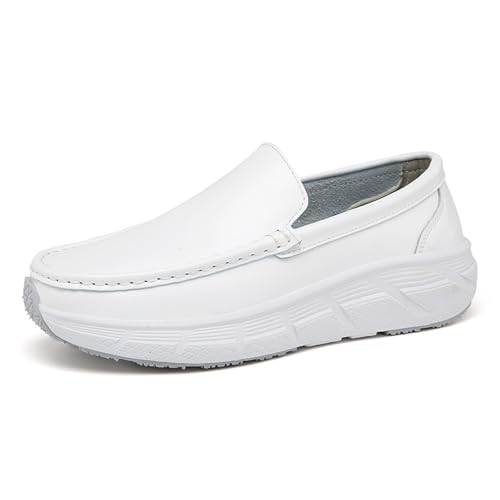Men's Leather Orthopedic Slip On Loafers,Casual Platform Plantar Fasciitis Nursing Comfortable Walking Work Shoes Soft Non Slip Driving Shoes