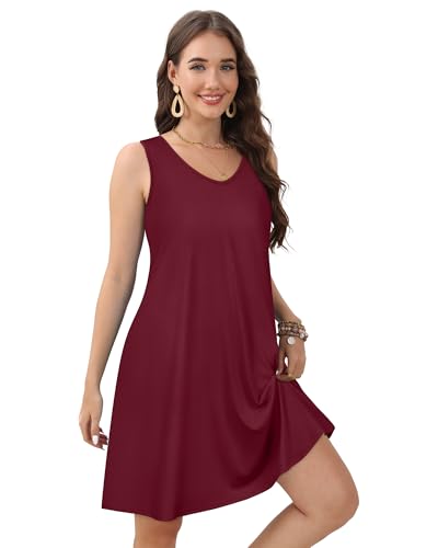 Image of CHICGAL Womens Summer Dresses Casual Sleeveless Loose T Shirt V Neck Sundress Swing Beach Cover Up with Pockets 2026