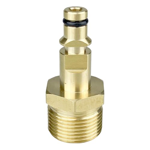 1-Piece M22 Pressure Washer Connector，Brass M22 Pressure Washer Plug to Quick Connect Coupler Adapter – Compatible with Karcher Washer Gun Hose Pipe