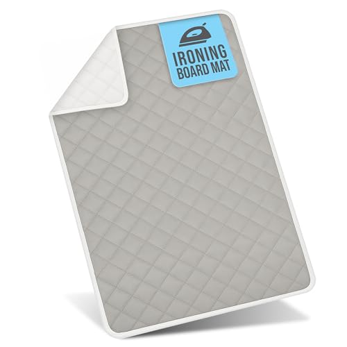 HOLDNâ€™ STORAGE Ironing mat, Magnetic Laundry mat, 28.25â€ x 19â€, Gray, Quilted, Washer and Dryer Countertop, Ironing pad
