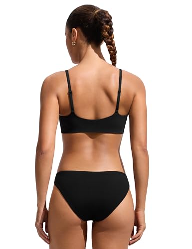 Image of CRZ YOGA D-DD Scoop Neck Bikini Tops | Removable Pads, Adjustable Spaghetti Straps, Swim, Bathing Suit Bra for Women