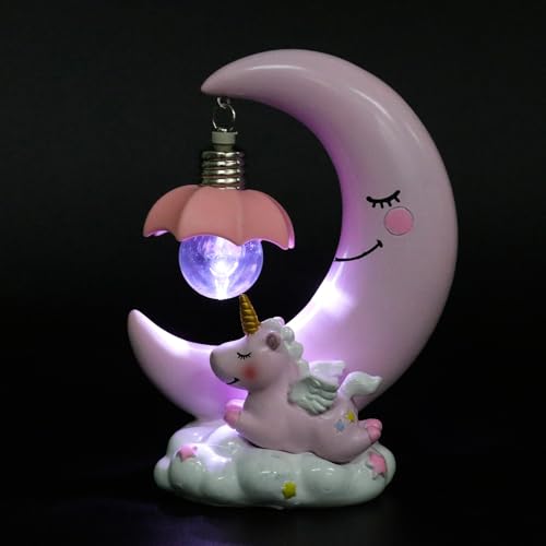 Lámpara de Mesa de Noche de Resina con Diseño de Luna Rosa miniatura 1