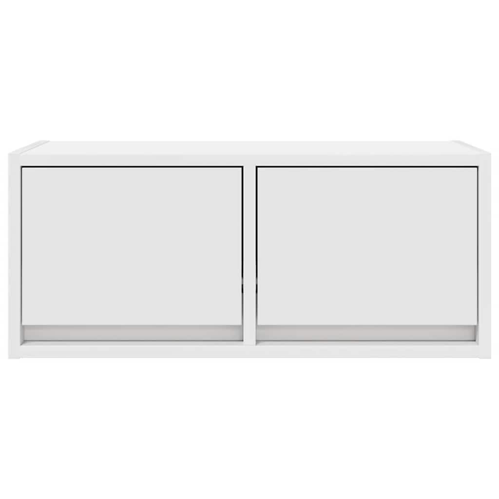 Mobile TV bianco in legno 60 x 31 x 25,5 cm con 2 cassetti, montaggio a parete, spazio per soggiorno, camera da letto, home theater, credenza salvaspazio con ripiano