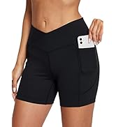 BALEAF Women's 5" Crossover Biker Shorts Workout High Waisted Yoga Athletic Running Gym Spandex S...