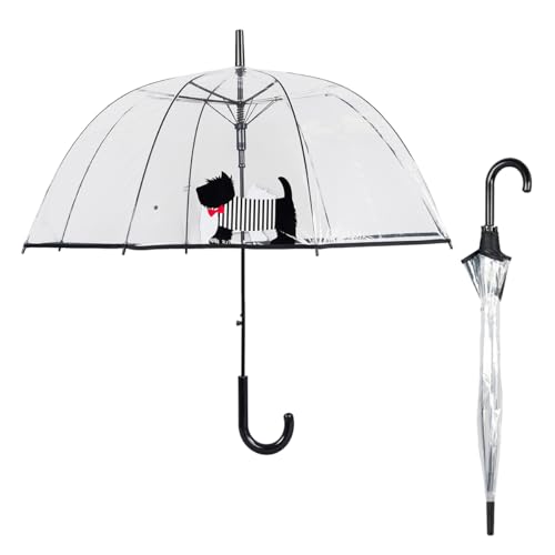 Le Monde du Parapluie - Parapluie cloche transparent automatique - anti-vent coup-vent - 8 baleines en fibre de verre - solide - Chien mignon