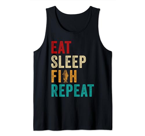 Eat Sleep Fish Repeat Funny Fishing Gifts Fisherman Retro Canotta