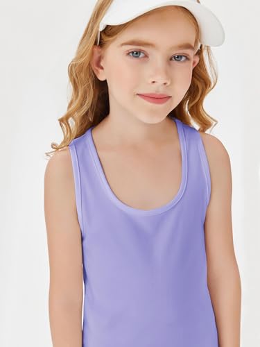 Image of Haloumoning Girls Athletic Tank Tops Racerback Sleeveless Dry Fit Active Sports Running Yoga Shirts