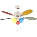 Wentylator Sufitowy American Children's Room Fan Light Reversible Blade Kolor Kute żyrandol Prosta sypialnia Lampa jadalnia (E27) z Lampa (Rozmiar : Pull cable)