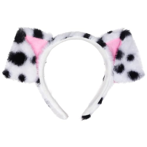 pagreberya Dalmatian Ears Headband – Soft Plush Dog Costume Hair Accessory for Cosplay, Party, Halloween