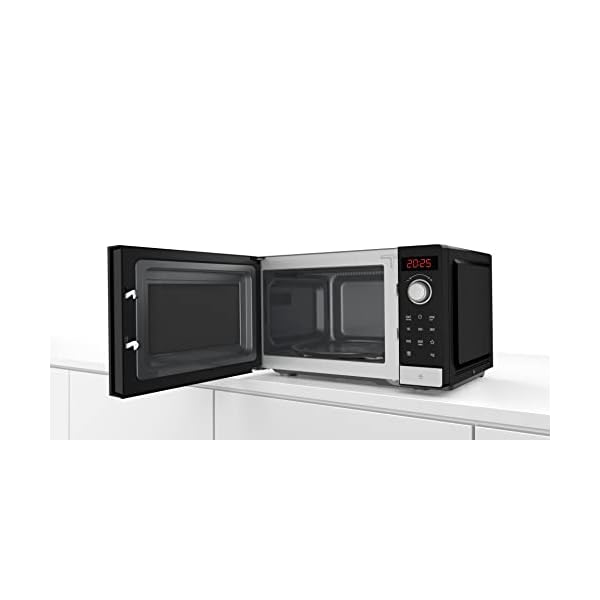 Bosch FFL023MS2 Serie 2 Mikrowelle, 26 x 44 cm, 800 W, Drehteller 27 cm, Türanschlag Links, AutoPilot 7 7 Automatikprogramme, Reinigungsunterstützung, LED-Touchdisplay, Edelstahl – Bild 3