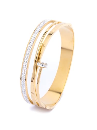 Image of Scintillare by Sukkhi Stainless Steel Multilayer Openable Kada Bracelet Jewellery for Women & Girls|Anti Tarnish Jewellery|Gifts for Wife Girlfriend Mother Sister