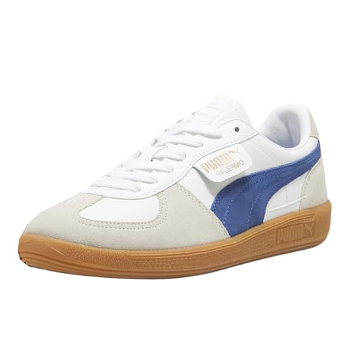Image of Puma Mens Palermo Leather Lace Up Sneakers Shoes Casual - Blue, Grey, White - Size 6 M, 39646406