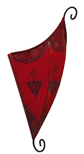 Aplique de pared marroquí de cuero con diseño henna rojo miniatura 3