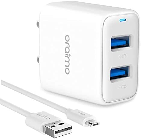 Oraimo Wall Charger, Dual Port Fast Charger 5V/2.4A Fast Charging Power Adapter Compatible with iPhone 14/13/12/X,Samsung S21/S20/Note 20/10/9/8,Sony,Xiaomi,iPad,MacBook