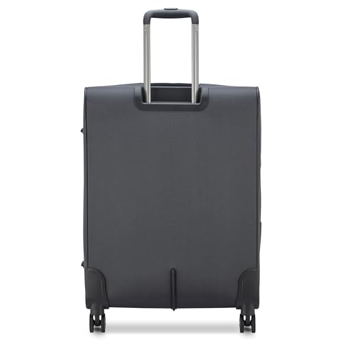 Image of DELSEY PARIS Priscilla 70 cms Medium Check-in Polyester Soft Sided 8 Wheels and Expandable Spinner Suitcase /Trolley Bag for Travel with TSA Lock- Anthracite