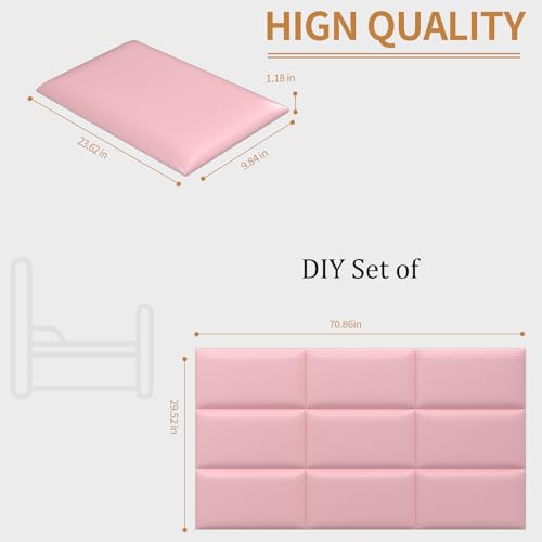 Image of Headboards Wall Panel for Queen and King, Self-Adhesive 3D Wall Panels, Upholstered Wall Panel for Bedroom /Living Room (9 Pieces 9.84 in x 23.6 in)