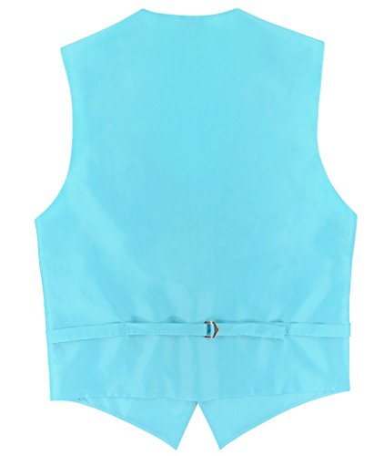 Mens SLIM FIT Dress Vest Skinny NeckTie TURQUOISE AQUA BLUE 2.5" Tie Hanky Set2