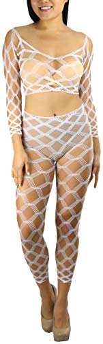 Image of ToBeInStyle Women's Spandex Multi Net Fishnet Set Rave Novelty Party Crop Top & Tights