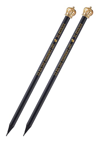 Fräulein Heiligenscheiss - Bleistift Set - Bleistifte mit lustigem Spruch - Geschenkidee für Kollegin und Freunde - Dein Stift mit Statement für Arbeit und Büro (2er Krone Gold) Cover
