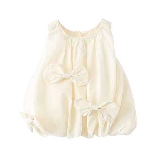 Toddler Girls Bow Bubble Tank Dress Sleeveless Birthday Princess Dresses Summer Beach Sundress Clothes Size 6 Months-4 Years