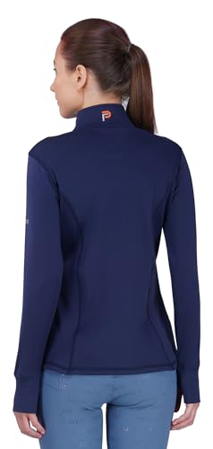Preto Equestrian Baselayer Women’s Top Girls Long Sleeve Thumbhol Athletic Thermal Tshirts Riding Rider Apparel & Gear for Horseback Riding(Navy/Sorbet) - Image 6