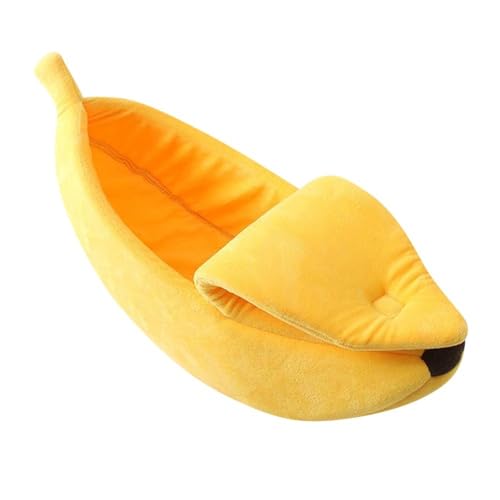 ulafbwur Calda cuccia a forma di banana, per cani e gatti, morbida e calda per l'inverno