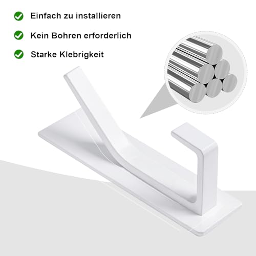 Dntorx 6 Stück Kleiderhaken Selbstklebend, Metall Klebehaken Extra Stark Weiß Türhaken Handtuchhaken Selbstklebend Haken Handtuchhalter ohne Bohren für Bad Küche Wohnzimmer