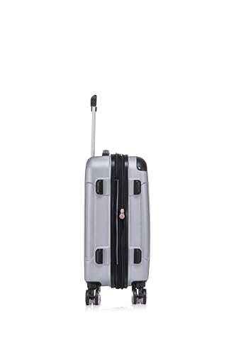 Image of Rockland London Hardside Spinner Wheel Luggage Set, Silver, Carry-On 20-Inch and Tote 14-Inch (F1902-SILVER)