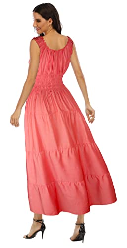 Image of OSTOO Women's 2026 Summer Boho Floral Print Tiered Casual Flowy Long Maxi Dress