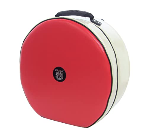 NAHOK(ナホック)ハンドメイド 2WAY 専用リュック式(取り外し不可)スネアケース「Great Gatsby 2」(大きめ・bigger size・スティックケースポケットなし)マットスカーレット/アイボリー・ヴァイオレット【ドイツ製防水生地×特殊温