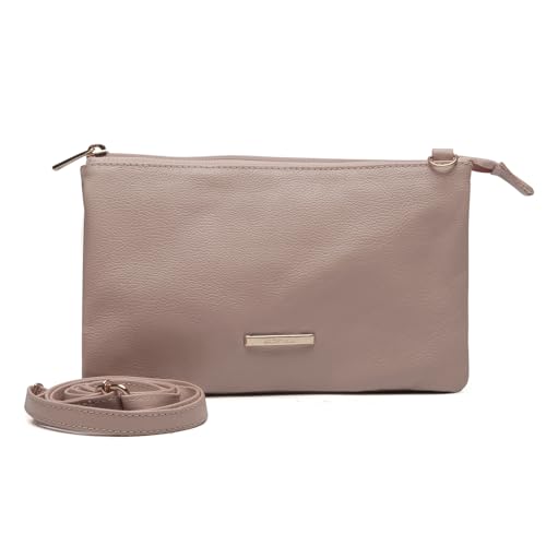 Bolsa Feminina Transversal Tiracolo Divisorias Pequena Couro Sifra (NUDE)