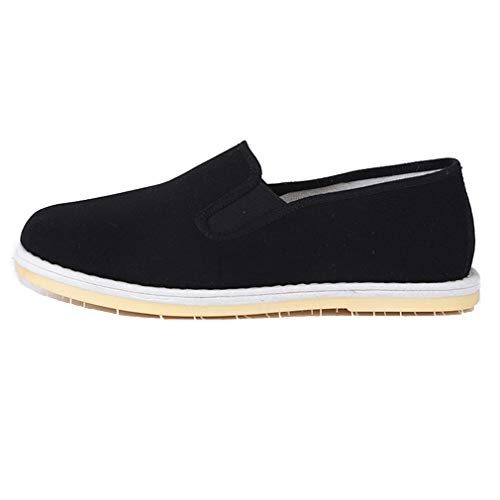 FLYFO Zapatos de tela viejos de Beijing, zapatos casuales hechos a mano para hombres, zapatos de Tai Chi, zapatos de tela cómodos, regalo de papá,Negro,UER38 Cover