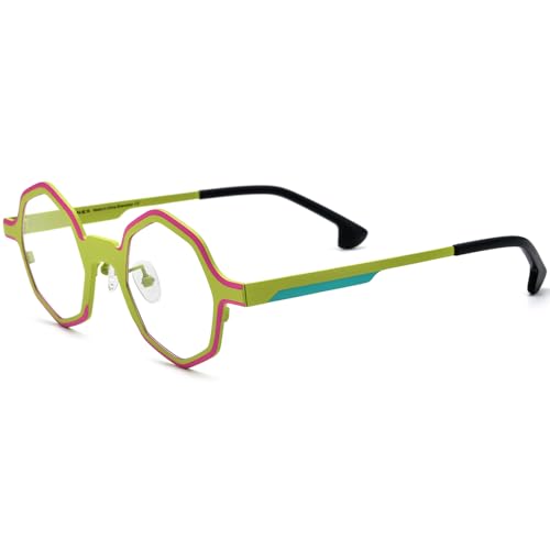 Image of FONEX Colorful Pure Titanium Glasses Frame Women Retro Round Eyeglasses