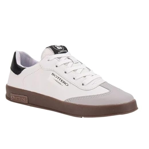 Tênis Bottero Couro Camurça Casual Feminino 364905 (Branco/Preto, BR, Adulto, Numérico, 36)