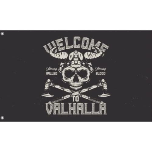Bandiera Valhalla Dei Vichinghi Con Simboli / Stampa Dal Design Unico