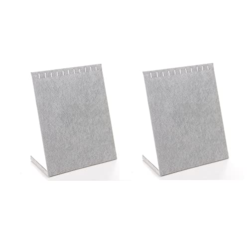 2 paquetes expositores collares de terciopelo, expositor para colgante para collar, expositor para joyas en forma de L, organizador, elegante expositor de mesa para (gris)