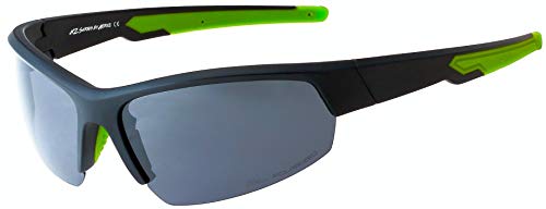 Hornz HZ Serie Ascendancy - Gafas de Sol Polarizadas Premium Marco negro mate con neón Verde  Lente de humo oscuro