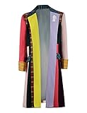 Men's Sixth Doctor Colin Baker Cosplay Costume Lattice Jacket Coat Suit 6th Dr. Costume Outfits(Coat, XXXL)