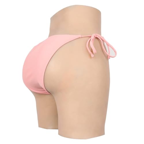 Silicone Fake Big Butt Pants,Male to Female Silicone Bodysuit for Crossdresser Transgender, Light Brown, Medium Big